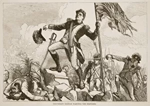 Lieutenant Graham planting the standard, illustration from Cassell'