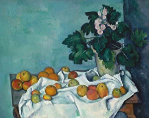 Still Life with Apples and a Pot of Primroses, c.1890 (oil on canvas)