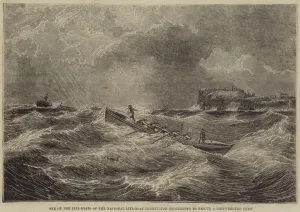 One of the Life-Boats of the National Life-Boat Institution proceeding to rescue a Shipwrecked Crew (engraving) One of the Life-Boats of the National Life-Boat Institution proceeding to rescue a Shipwrecked Crew (engraving)