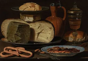 Still Life with Cheeses, Almonds and Pretzels, c.1615 (oil on panel) Still Life with Cheeses, Almonds and Pretzels, c.1615 (oil on panel)
