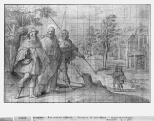 Life of Christ, Christ on the road to Emmaus, preparatory study of tapestry cartoon Life of Christ, Christ on the road to Emmaus, preparatory study of tapestry cartoon
