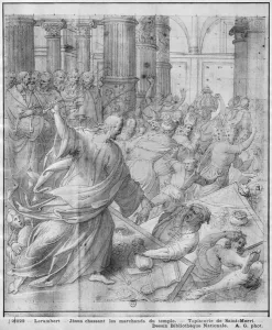 Life of Christ, Jesus chasing the merchants from the Temple, preparatory study of Life of Christ, Jesus chasing the merchants from the Temple, preparatory study of