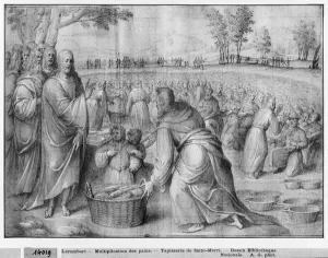 Life of Christ, Multiplication of the loaves and fishes, preparatory study of tapestry Life of Christ, Multiplication of the loaves and fishes, preparatory study of tapestry