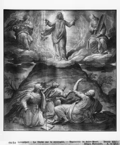 Life of Christ, Transfiguration of Christ on Mount Tabor, preparatory study of tapestry Life of Christ, Transfiguration of Christ on Mount Tabor, preparatory study of tapestry