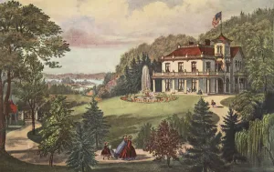 Life In The Country - Evening, pub. 1862, Currier & Ives (colour litho) Life In The Country - Evening, pub. 1862, Currier & Ives (colour litho)