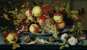 Still Life with Fruit, Flowers and Seafood (oil on canvas) Still Life with Fruit, Flowers and Seafood (oil on canvas)