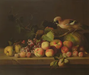 Still Life with Fruit, a Jay and a Parrot (oil on canvas) Still Life with Fruit, a Jay and a Parrot (oil on canvas)