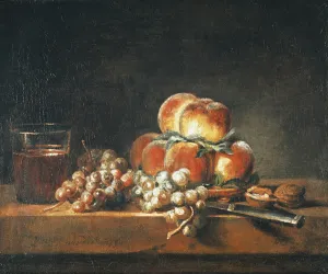 Still Life of Peaches, Nuts, Grapes and a Glass of Wine, 1758 (oil on canvas) Still Life of Peaches, Nuts, Grapes and a Glass of Wine, 1758 (oil on canvas)