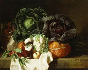 Still Life of Winter Vegetables, (oil on canvas)