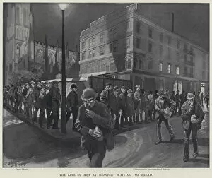 White Bread Gallery: The Line of Men at Midnight waiting for Bread (litho)