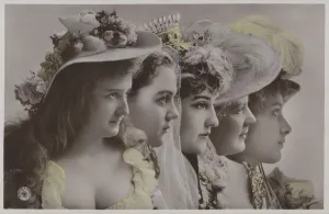 Line of women in historical dress (colour photo) Line of women in historical dress (colour photo)