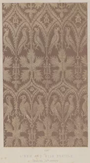 Linen and Silk Textile, Spanish, 14th century (colour litho)