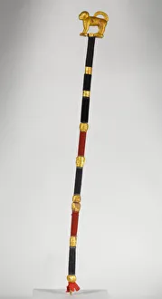 Linguist Staff with Leopard Finial (okyeame poma), 20th century (wood, gold leaf Linguist Staff with Leopard Finial (okyeame poma), 20th century (wood, gold leaf