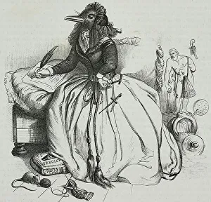 Literate woman, caricature by Jean-Jacques Grandville (1803-1847) Literate woman, caricature by Jean-Jacques Grandville (1803-1847)