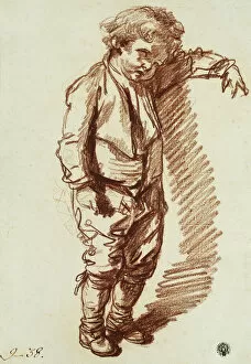 Images Dated 30th December 2011: A Little Boy Standing, (red chalk)