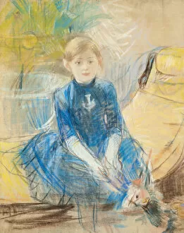 Images Dated 5th September 2006: Little Girl with a Blue Jersey, 1886 (pastel on canvas)