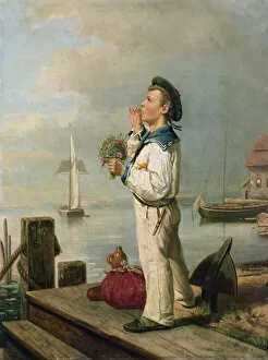 Little sailor waiting on the quay, 1863 (oil on canvas)