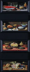 Four Still Lives of Food and Fruit (oil on panel) Four Still Lives of Food and Fruit (oil on panel)