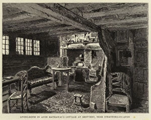 Living-Room in Anne Hathaway's Cottage at Shottery, near Stratford-on-Avon (engraving)