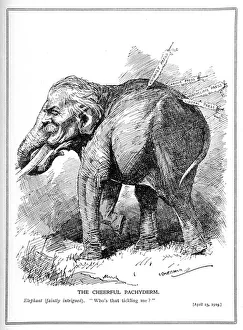 Lloyd George, portrayed as an elephant, pays no attention to press criticism, April Lloyd George, portrayed as an elephant, pays no attention to press criticism, April