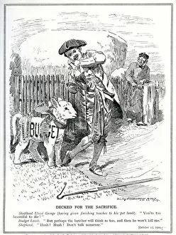 Budget Gallery: Lloyd George prepares to send his pet lamb, the Peoples Budget