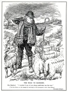 Lloyd George as the shepherd of Great Britain asks the tax payers (sheep Lloyd George as the shepherd of Great Britain asks the tax payers (sheep