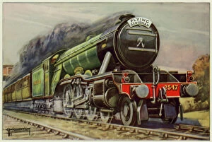 Tender Gallery: LNER, The 'Flying Scotsman'at full speed (colour litho)