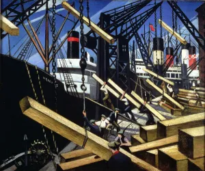 Loading Timber, Southampton Docks, 1916-17 (oil on canvas) Loading Timber, Southampton Docks, 1916-17 (oil on canvas)