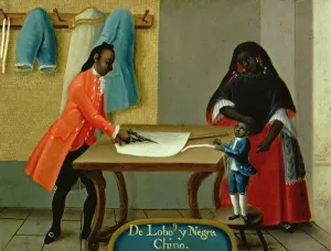 A Lobo Indian, his Half-Breed African Wife and their Child, from a series on mixed A Lobo Indian, his Half-Breed African Wife and their Child, from a series on mixed