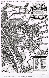 Loggans map of Oxford, Western Sheet, from Oxonia Illustrated, published 1675 Loggans map of Oxford, Western Sheet, from Oxonia Illustrated, published 1675