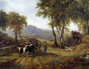 The loggers in the Detail Forest. Painting by Raymond Brascassat (1804-1867) 1832 Nantes The loggers in the Detail Forest. Painting by Raymond Brascassat (1804-1867) 1832 Nantes