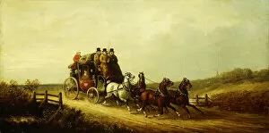 Stage Coach Gallery: The London to Brighton Royal Mail on the Open Road, (oil on canvas)