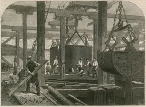 London, Chatham, and Dover railway bridgeworks at Blackfriars (engraving) London, Chatham, and Dover railway bridgeworks at Blackfriars (engraving)