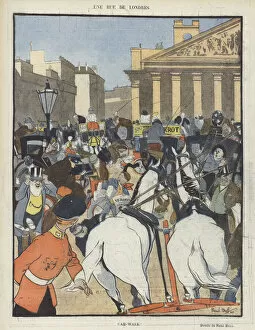 Traffic Jam Collection: A London street. Illustration for Le Rire (colour litho)