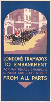 Images Dated 5th December 2012: Londons Tramways To Embankment, 1928 (colour litho)