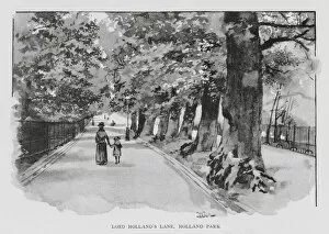 Holland Park Collection: Lord Hollands Lane, Holland Park (litho)