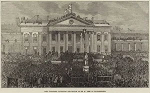 Lord Houghton unveiling the Statue of Sir R Peel at Huddersfield (engraving) Lord Houghton unveiling the Statue of Sir R Peel at Huddersfield (engraving)