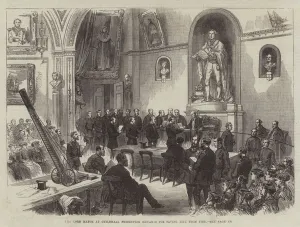 The Lord Mayor at Guildhall presenting Rewards for saving Life from Fire (engraving) The Lord Mayor at Guildhall presenting Rewards for saving Life from Fire (engraving)