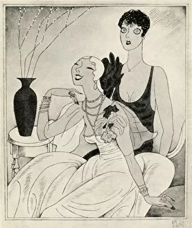 Lorelei and Dorothy, illustration from But Gentlemen Marry Brunettes by Anita Loos