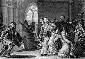 Louis 1st the Pious (the Debonnaire) chases his sisters and nephews out of the palace, 814 Louis 1st the Pious (the Debonnaire) chases his sisters and nephews out of the palace, 814