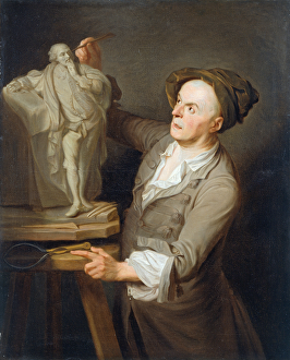 Louis-Francois Roubiliac (1695-1762) Modelling his Monument to Shakespeare (oil Louis-Francois Roubiliac (1695-1762) Modelling his Monument to Shakespeare (oil