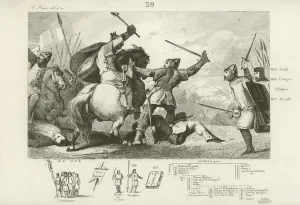 Louis VI of France fighting the English at the Battle of Brenneville, 1119. (engraving) Louis VI of France fighting the English at the Battle of Brenneville, 1119. (engraving)
