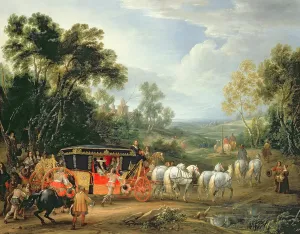 Louis XIV (1638-1715) in his state coach (oil on canvas) Louis XIV (1638-1715) in his state coach (oil on canvas)