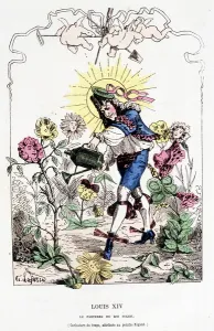Louis XIV disguised as a gardener- in ' Histoire de France Tintamarresque" Louis XIV disguised as a gardener- in ' Histoire de France Tintamarresque"