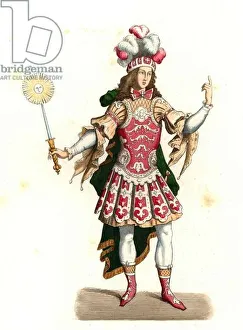 Louis XIV of France, the sun king (1638-1715), in dance costume, 17th century - Lithography based on an illustration by Louis XIV of France, the sun king (1638-1715), in dance costume, 17th century - Lithography based on an illustration by