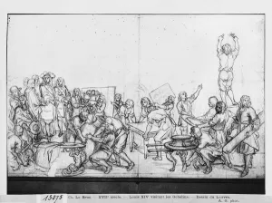 Louis XIV visiting the Gobelins factory (pierre noire on paper) Louis XIV visiting the Gobelins factory (pierre noire on paper)