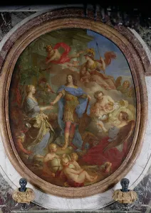Louis XV (1710-74) Giving Peace to Europe, 1729 (oil on canvas) Louis XV (1710-74) Giving Peace to Europe, 1729 (oil on canvas)