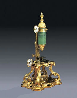 Magnification Collection: A Louis XV Duc de Chaulnes Pattern, Ormolu Compound Microscope, c