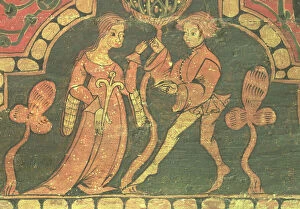 Two Sweethearts Gallery: Love Scene, detail of panelling from the Penafiel Castle, Valladolid
