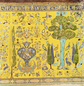 Detail from the lower section of tiles of an interior wall Detail from the lower section of tiles of an interior wall
